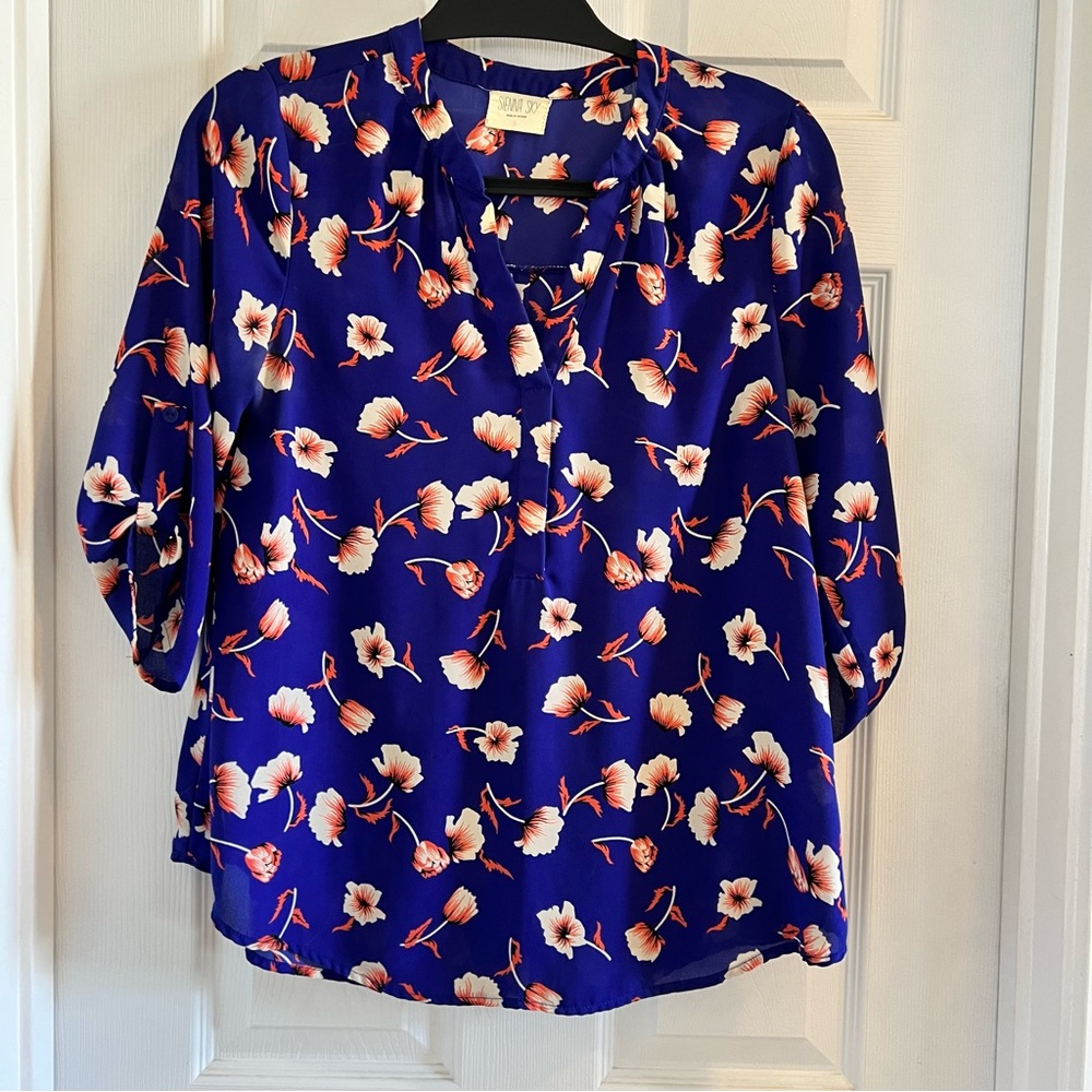 Sienna Sky blue floral blouse